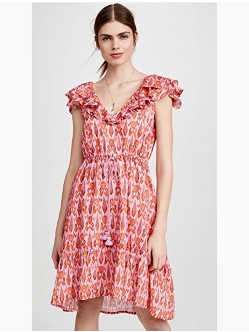 FIGUE • Tahlia Ruffle High-Low Dress Toledo Ikat
